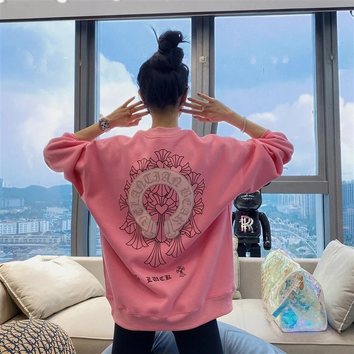 美式复古洋气爆款卫衣女马蹄圆领男女情侣百搭慵懒风遮臀外套潮牌