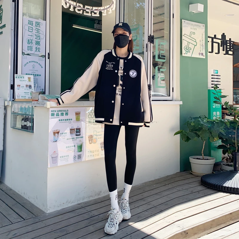 美式早春秋薄款棒球服外套2024新款设计百搭撞色拼接卫衣潮牌女装