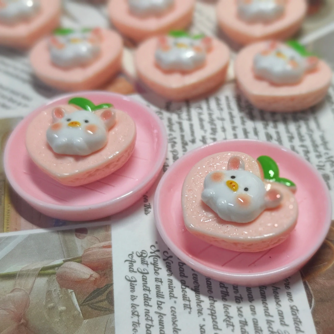 小猪水蜜桃饼干 贵妇定制树脂玩具DIY食玩饰品配件