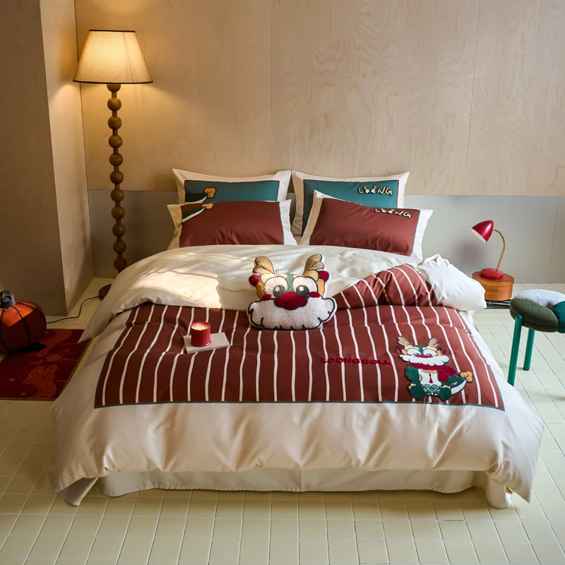 【纪梵家居】2025新款新疆长绒棉毛巾绣龙年限定款四件套床上用品