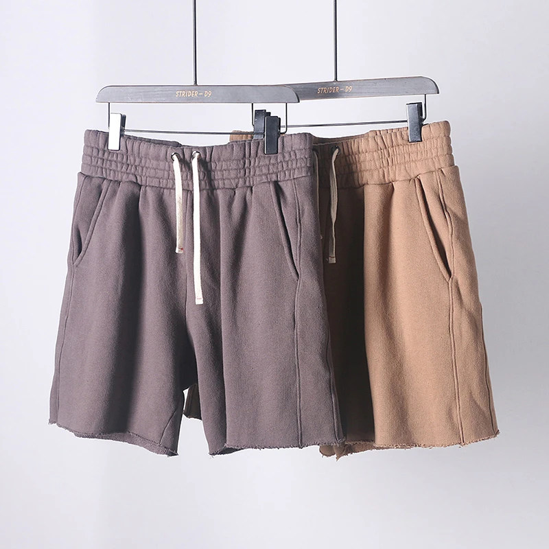 MC21048 复古潮流男士简约纯色加厚棉摇粒针织休闲运动直筒中短裤