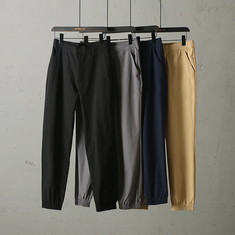 A7163 城市户外男士休闲高弹薄款透气防泼水直筒束脚运动速干长裤