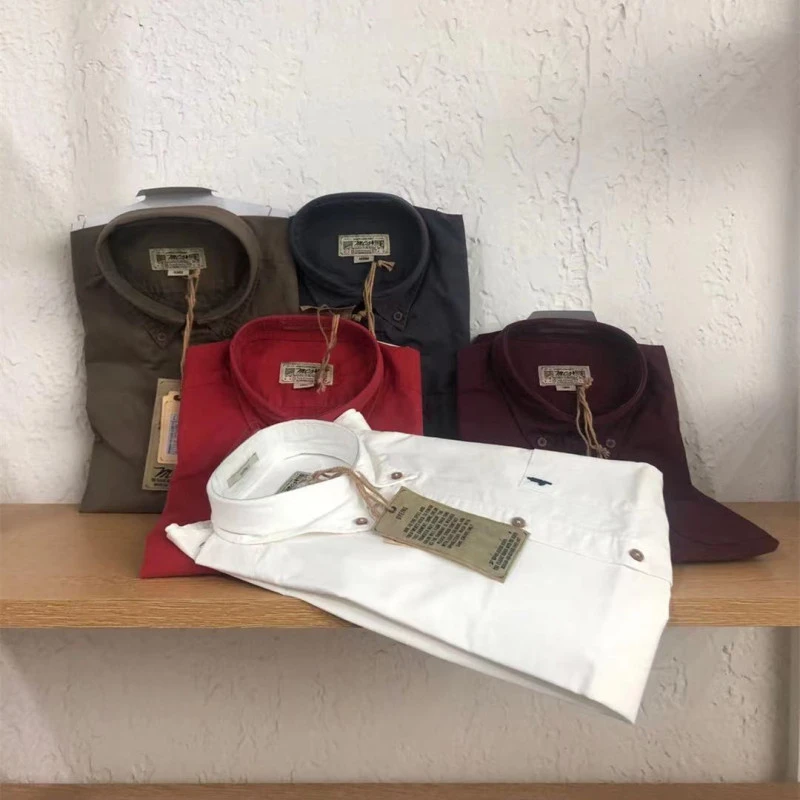 MC21007 美式复古休闲男士全棉水洗休闲人形刺绣长袖衬衫(8101)