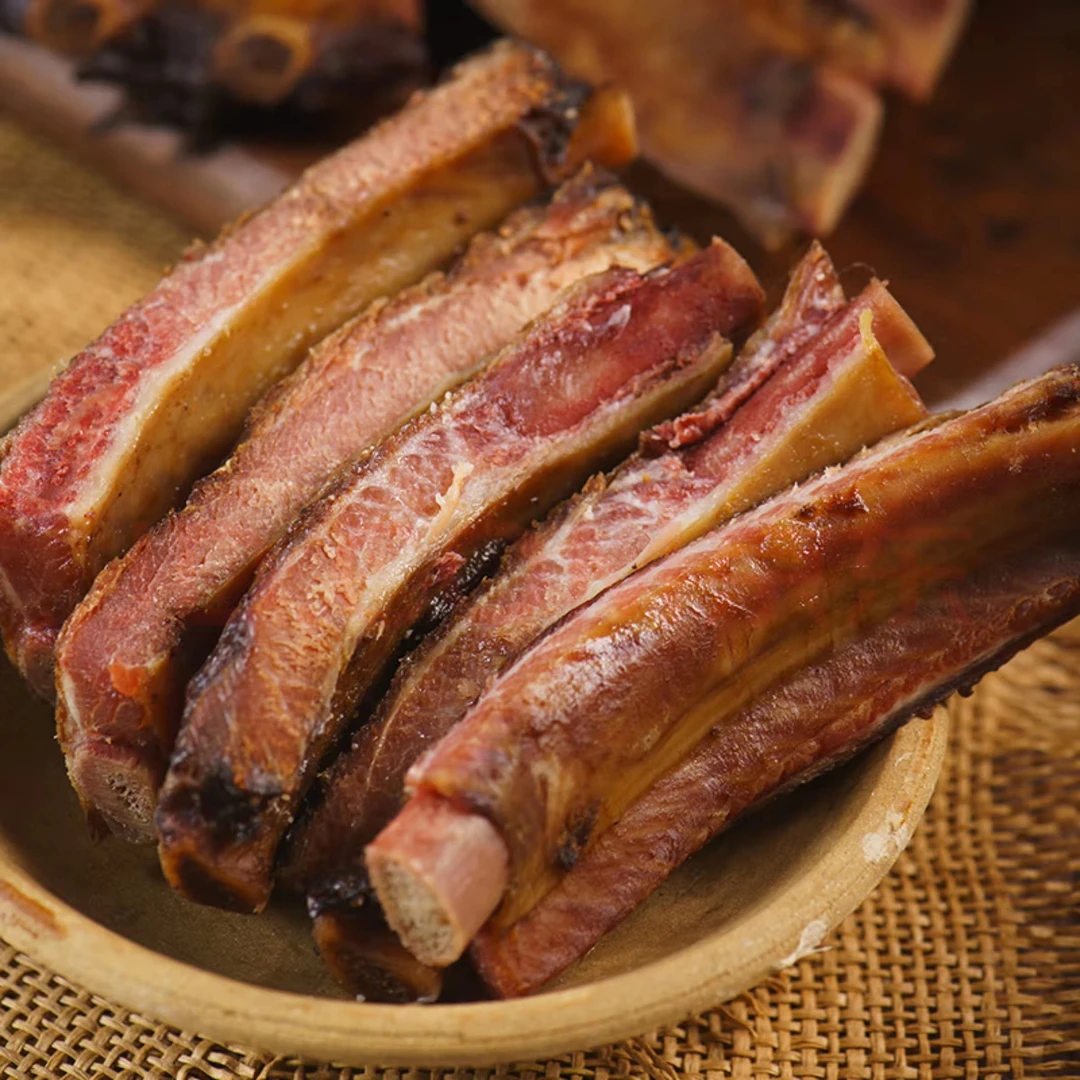 湖北特产烟熏土猪腊排骨纯仔排2斤包邮农家正宗工艺风味现称