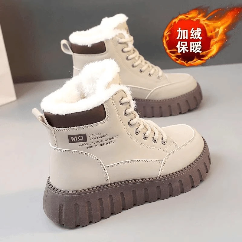 【断码甩】马丁靴女冬季加绒加厚学生大棉鞋女皮面防水厚底防滑