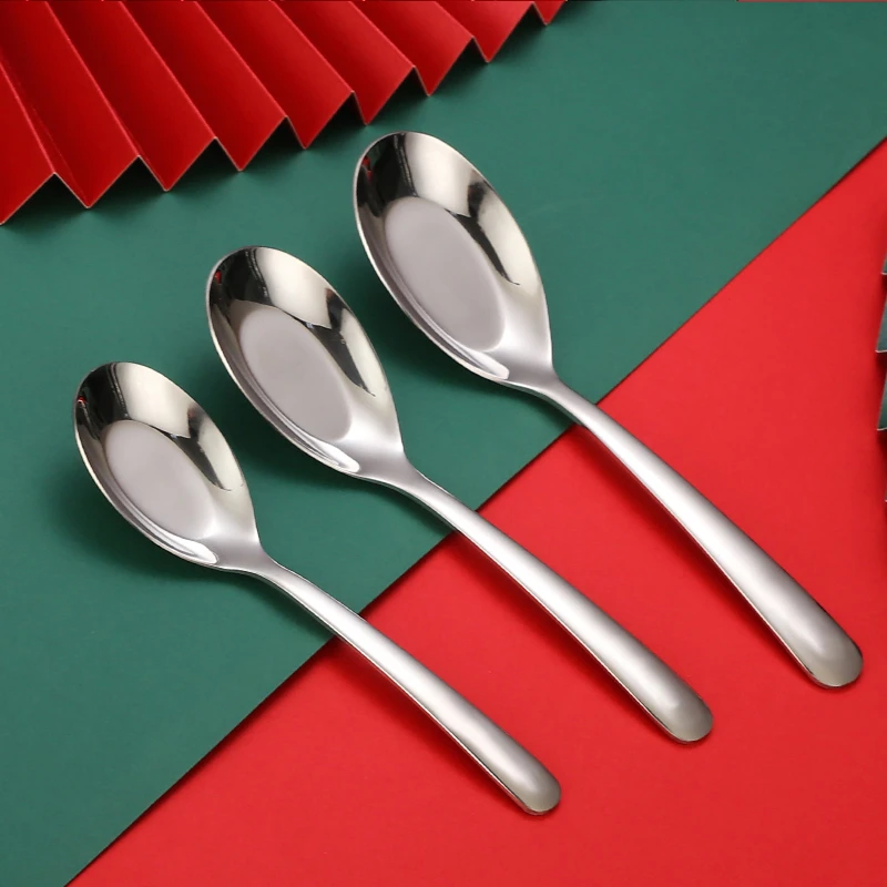 304不锈钢勺子 家用吃饭勺汤匙调羹 韩式长柄勺 加厚搅拌勺小汤勺