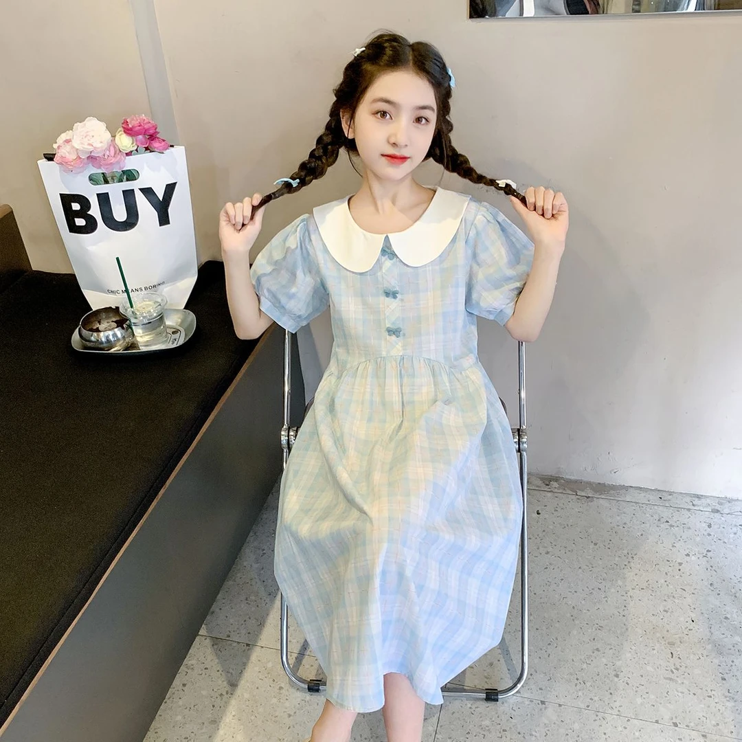 女童连衣裙夏季2024新款儿童夏装公主裙子洋气潮女大童裙子学院风