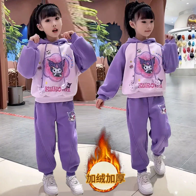 （库洛米女孩）2023款秋冬时尚加绒会变脸的库洛米圆领休闲卫衣套