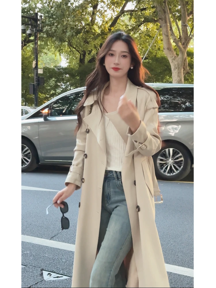 YUEYUE 英伦风风衣立领外套中长款女装 8809款