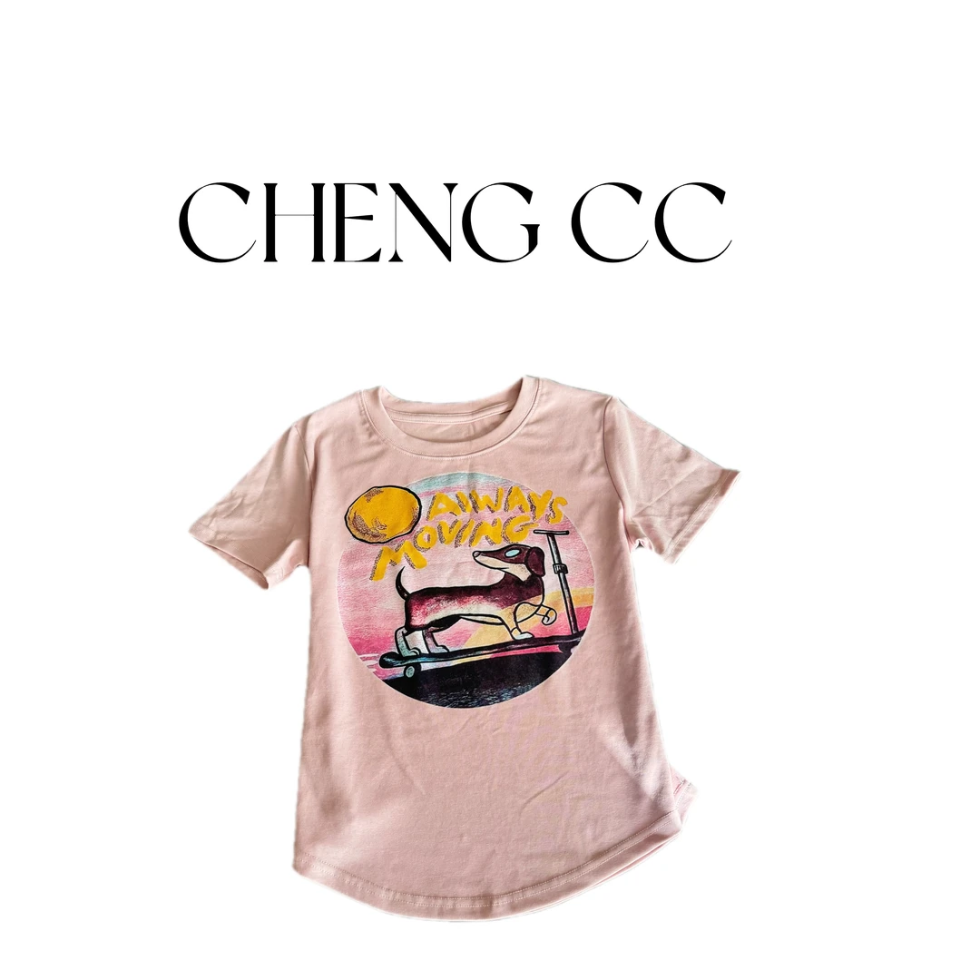 p4113 CC推荐 卡通复古小狗印花T恤短袖