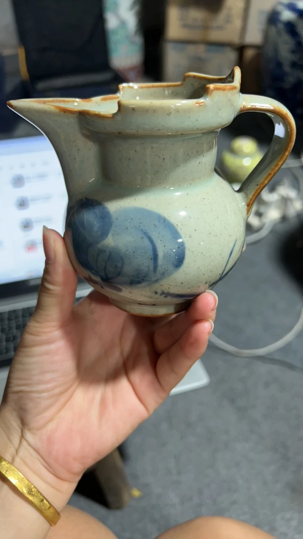 景德镇陶瓷手绘公道杯老陶泥仿古手柄杯