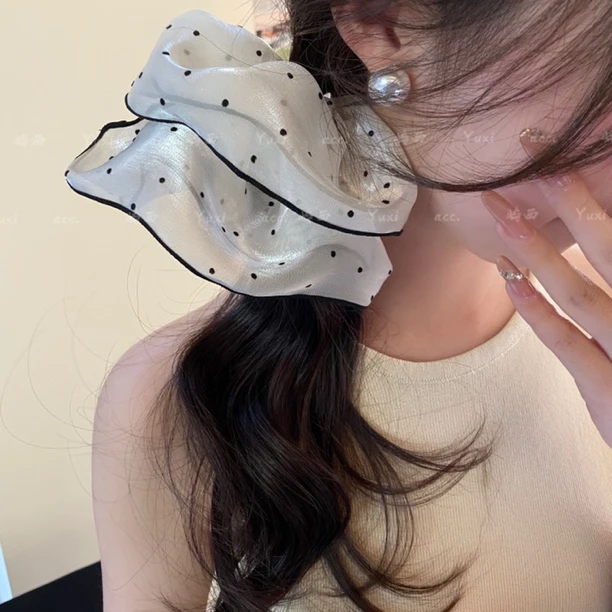 屿西 超大版波点大肠发圈法式慵懒风温柔复古百搭发饰气质简约