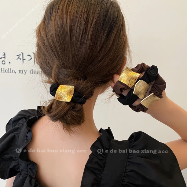 小高级金属发绳日系极简风发圈韩国简约皮筋气质百搭高弹力大肠圈