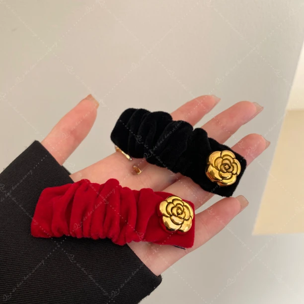 韩国 山茶花毛毛虫发夹侧边夹刘海夹发饰女秋冬氛围日韩