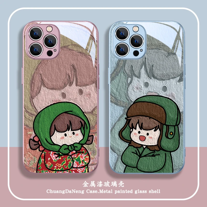 东北大花布适用苹果16/华为/vivo/小米/oppo新款可爱情侣款手机壳