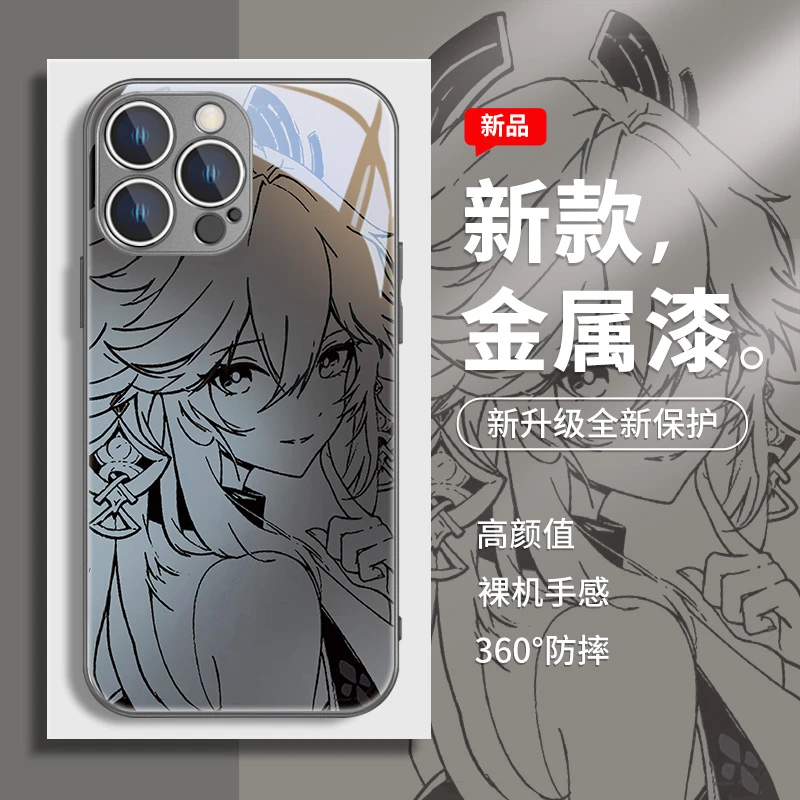 八重神子适用苹果华为小米vivooppo简约素描二次元动漫原神手机壳