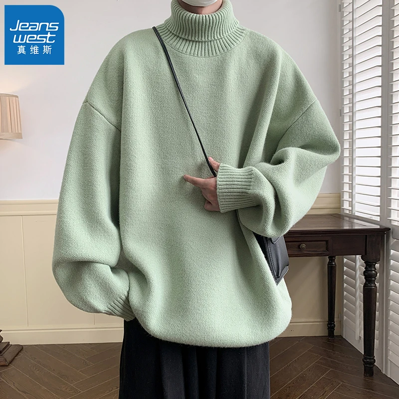 Jeanswest/真维斯冬季港风保暖套头毛衣男女针织衫宽松线衣打底衫