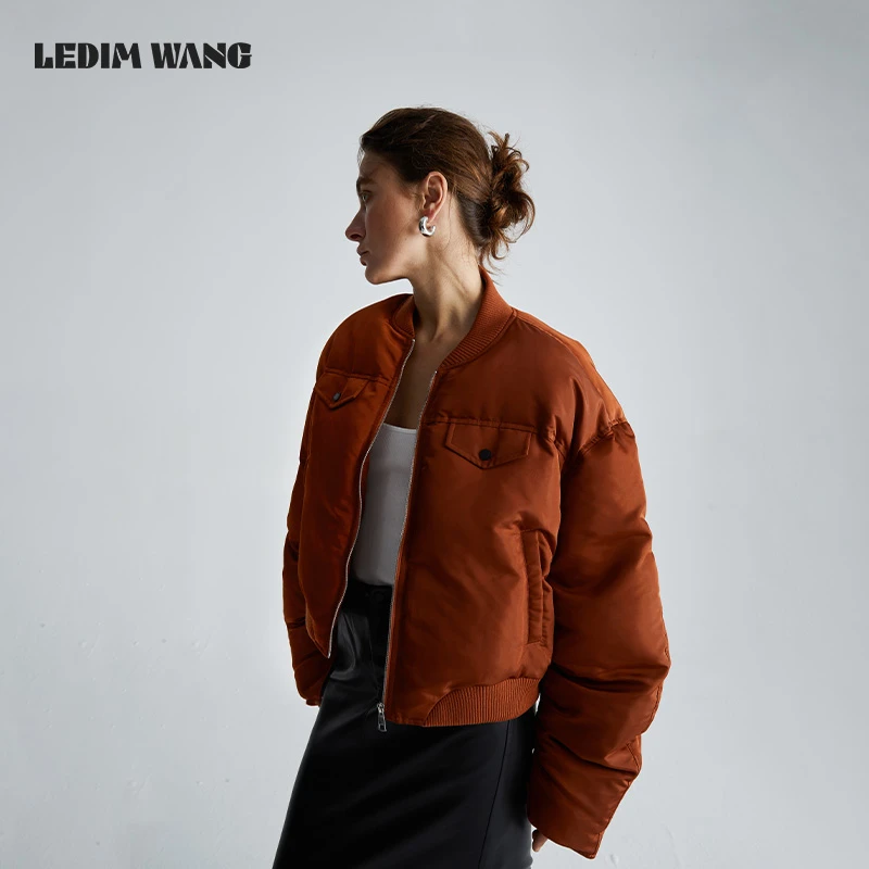 LEDIM WANG棒球琥珀流光短款羽绒服女冬季新款高端轻奢保暖羽绒服