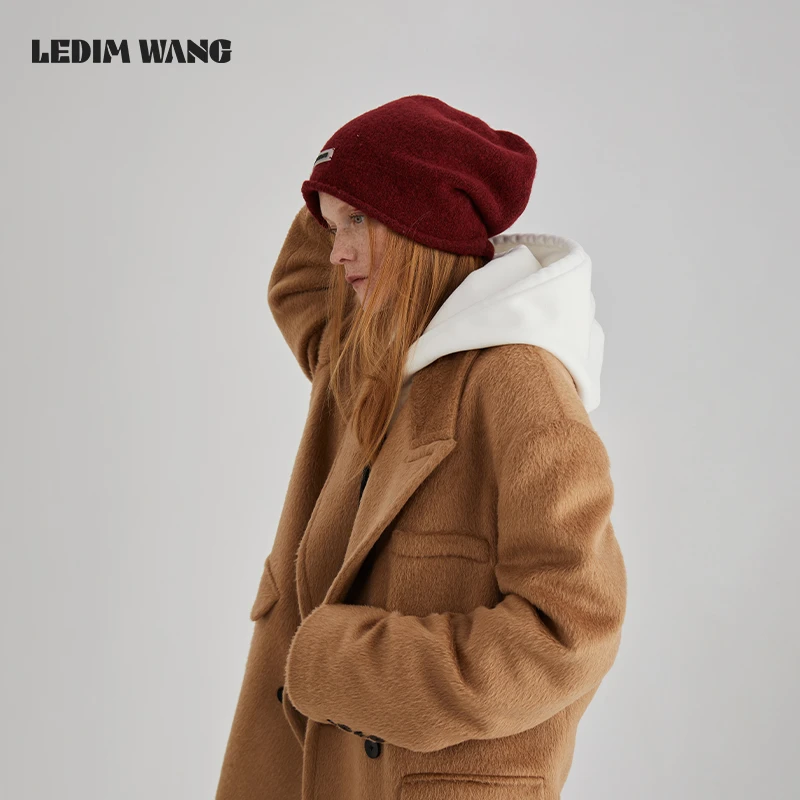 LEDIM WANG慵懒风百搭针织帽子女2024冬季新款高级感软糯舒适保暖