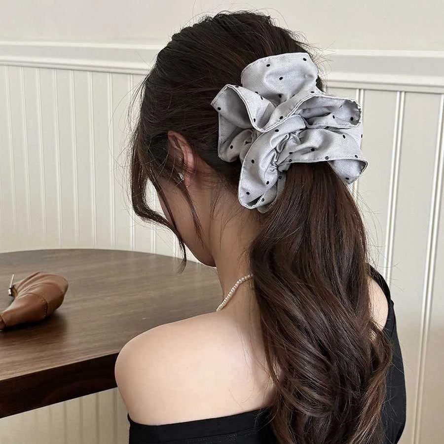 简约高级感波点大肠发圈网红2024新款高马尾头绳女扎头发头圈发绳