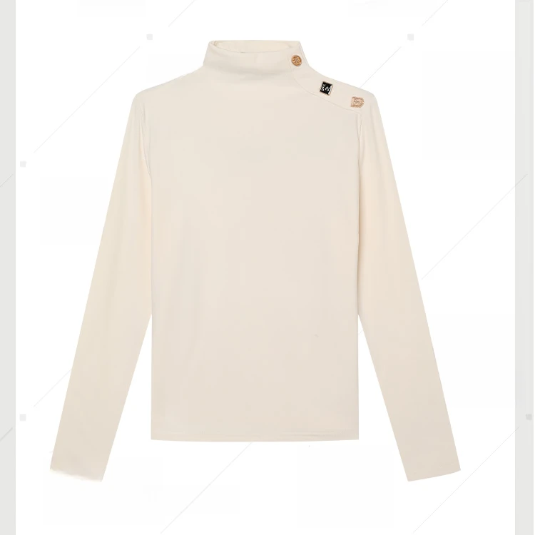 冬款加绒T恤女半高领长袖打底衫上衣Y5073