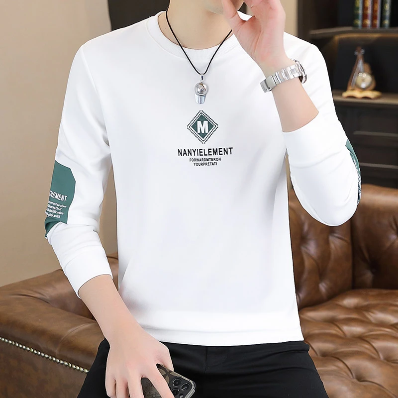 新款男士卫衣时尚百搭长袖t恤男装上衣服秋冬季加绒加厚卫衣男潮