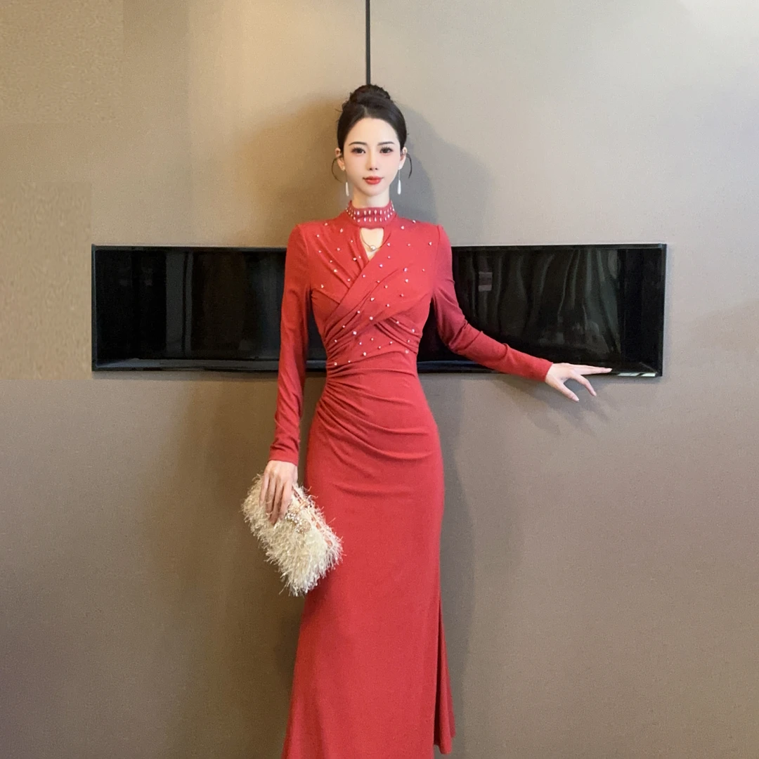 【设计师定制】新款时尚复古港风修身显瘦气质优雅鱼尾裙80382