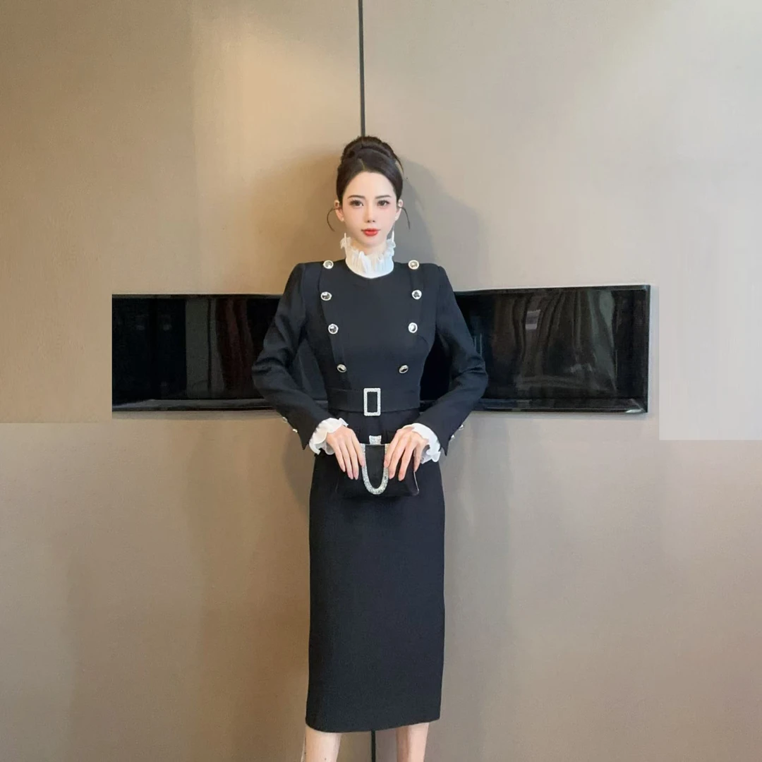 【设计师定制】时尚优雅气质复古显瘦高级感连衣裙61121