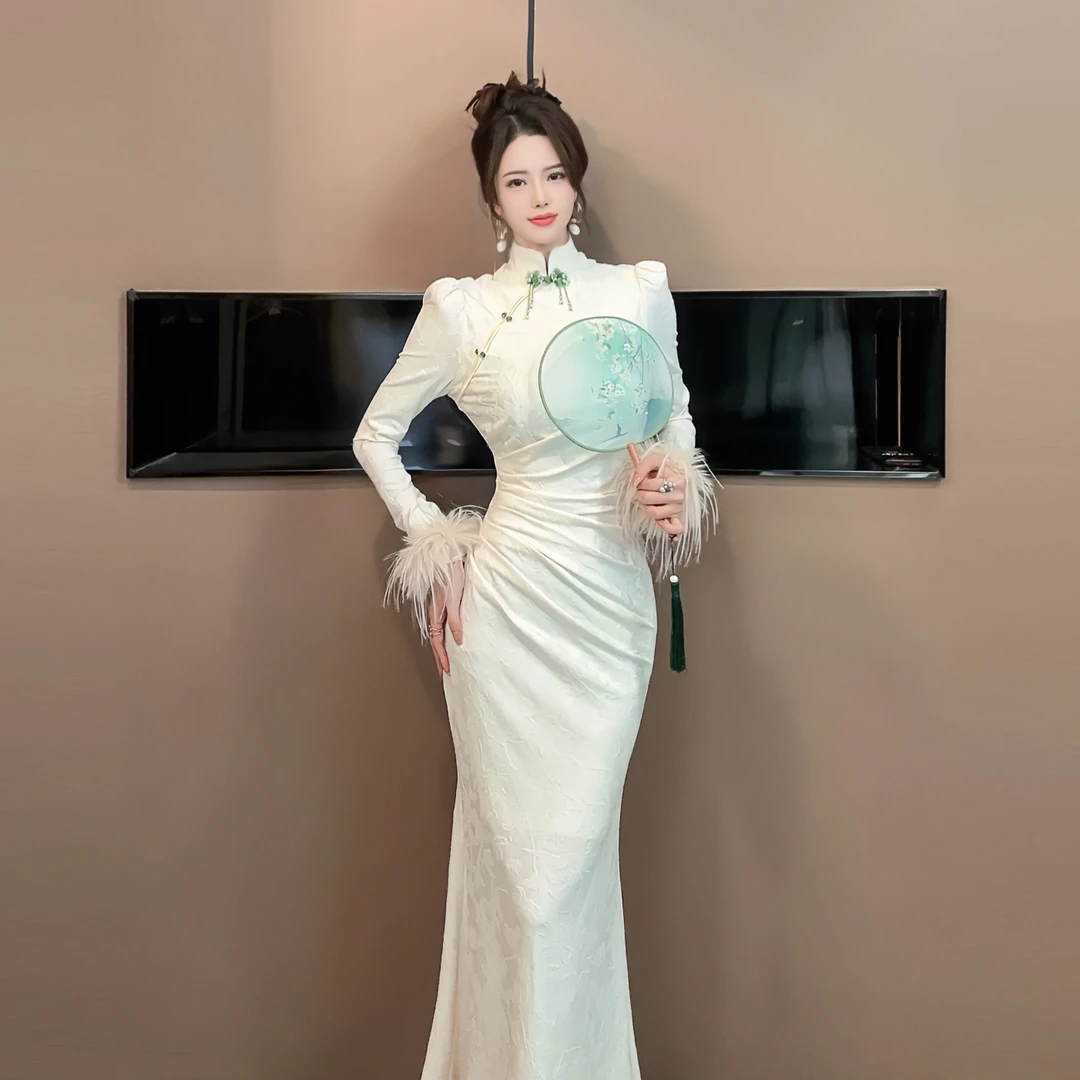 秋冬新款新中式时尚气质修身显瘦连衣裙70215