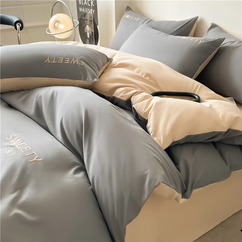 北欧风被套四件套非纯棉全棉被罩床上用品学生宿舍单人床单三件套