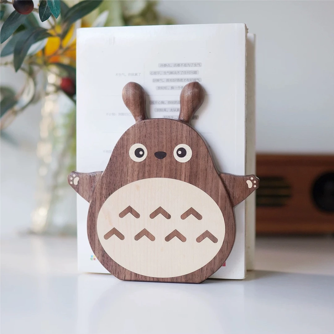 Joe龙猫书黑胡桃木书立书挡创意ins风轻奢书夹可爱办公礼物1