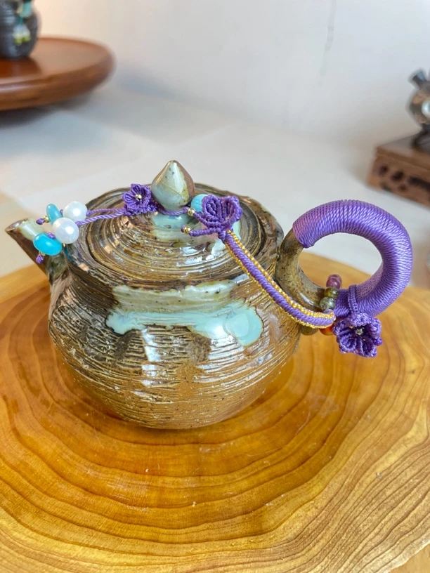 紫霞仙子 纯手工编绳柴烧泡茶壶