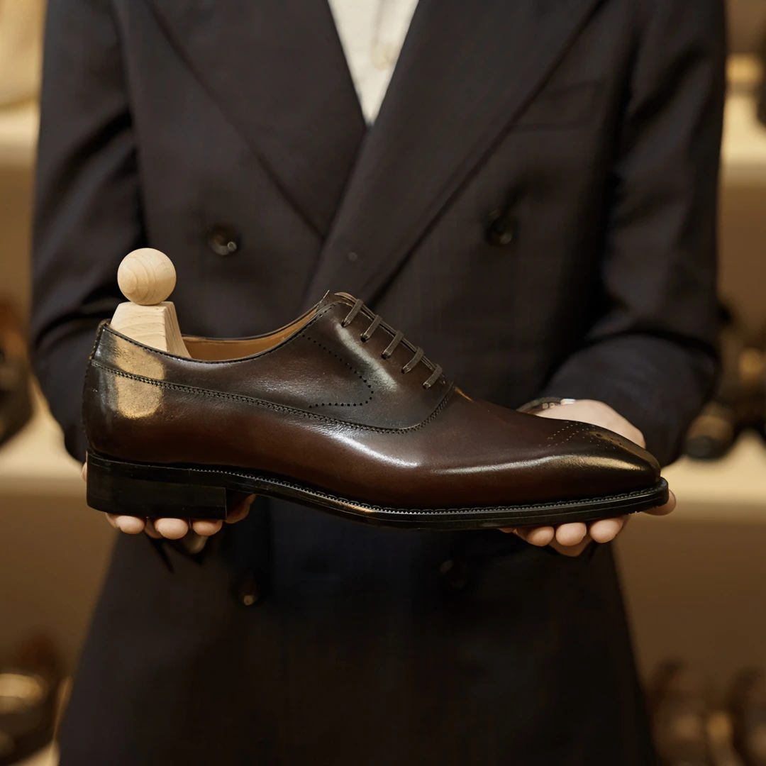 清凉英伦真皮男士鞋牛皮擦色布洛克雕花皮鞋低帮商务皮鞋STO-038