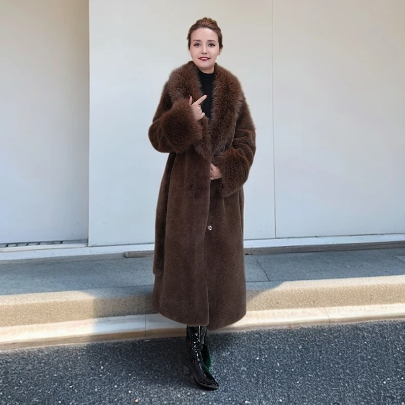 人造皮草 parida秋冬设计大毛领时尚气质毛毛外套