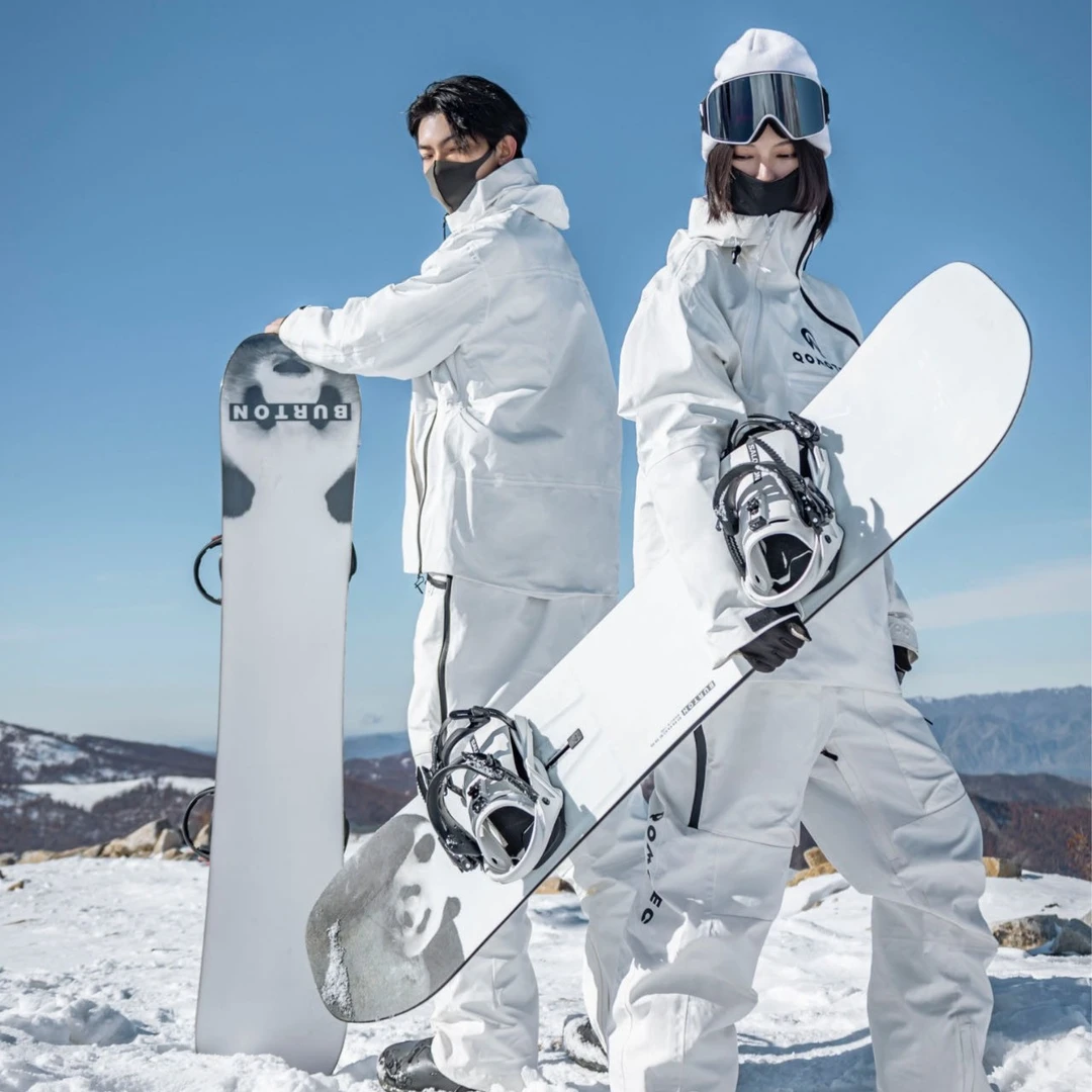 LA QOMOTEC【雪白】男女同款户外滑雪服保暖防风防水透气高端雪服