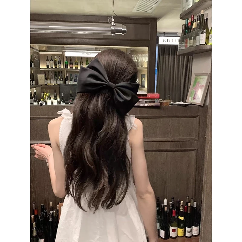 超大号黑色蝴蝶结发夹女立体高级感后脑勺弹簧夹发卡夹子头饰发饰