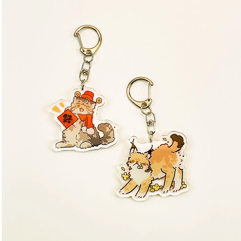 兔狲猞猁手绘夹层亚克力包包钥匙链挂饰文创