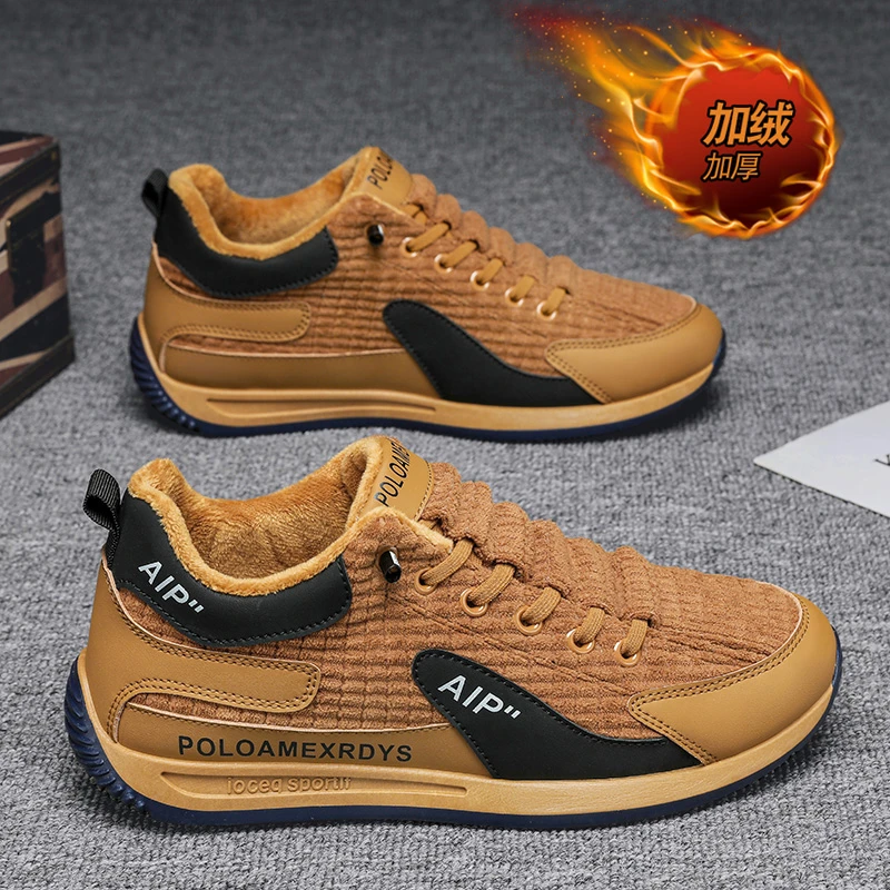 【凡东】秋冬新款男士加绒布面阿甘鞋一脚蹬懒人鞋运动休闲板保暖