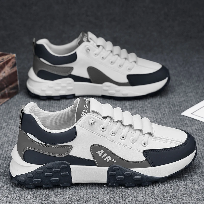 2024春季新款透气男鞋厚底休闲皮鞋拼色运动鞋网红老爹鞋潮鞋