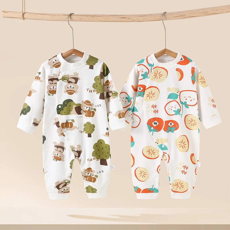 四季款婴儿衣服春秋宝宝护肚连体衣新生儿纯棉月子服长袖哈衣爬服