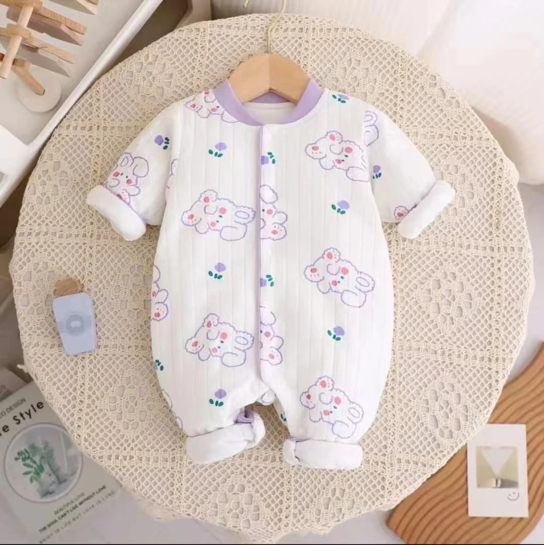 宝宝连体棉服新生儿薄棉衣纯棉衣服40克-60克棉服