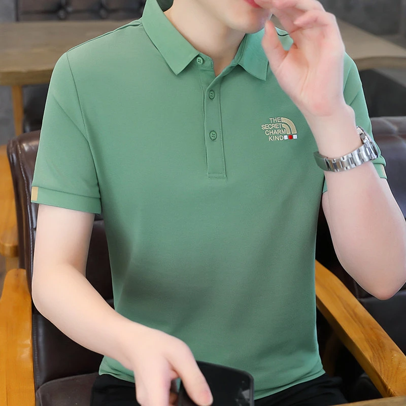 2024新款夏季高品质男士短袖POLO衫翻领T恤百搭休闲衬衫领上衣薄T