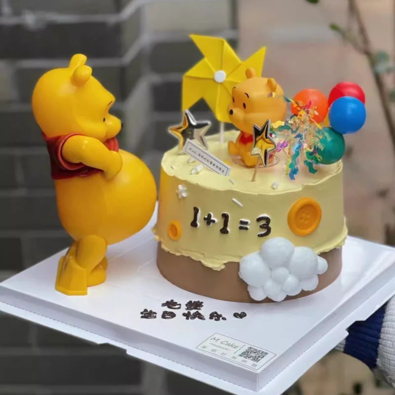 可爱版孕妇准妈妈大肚熊生日蛋糕装饰摆件送老婆感谢烘焙插件
