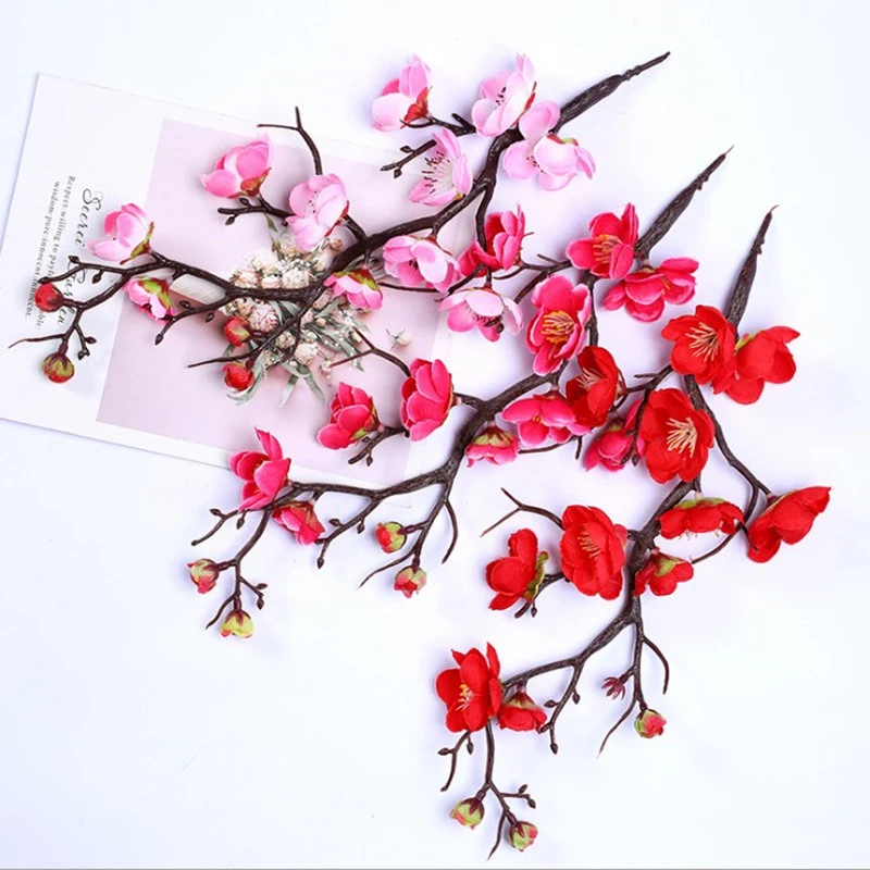 红色梅花枝蛋糕插件爷爷奶奶蛋糕装饰中国风祝寿蛋糕装饰烘焙摆件