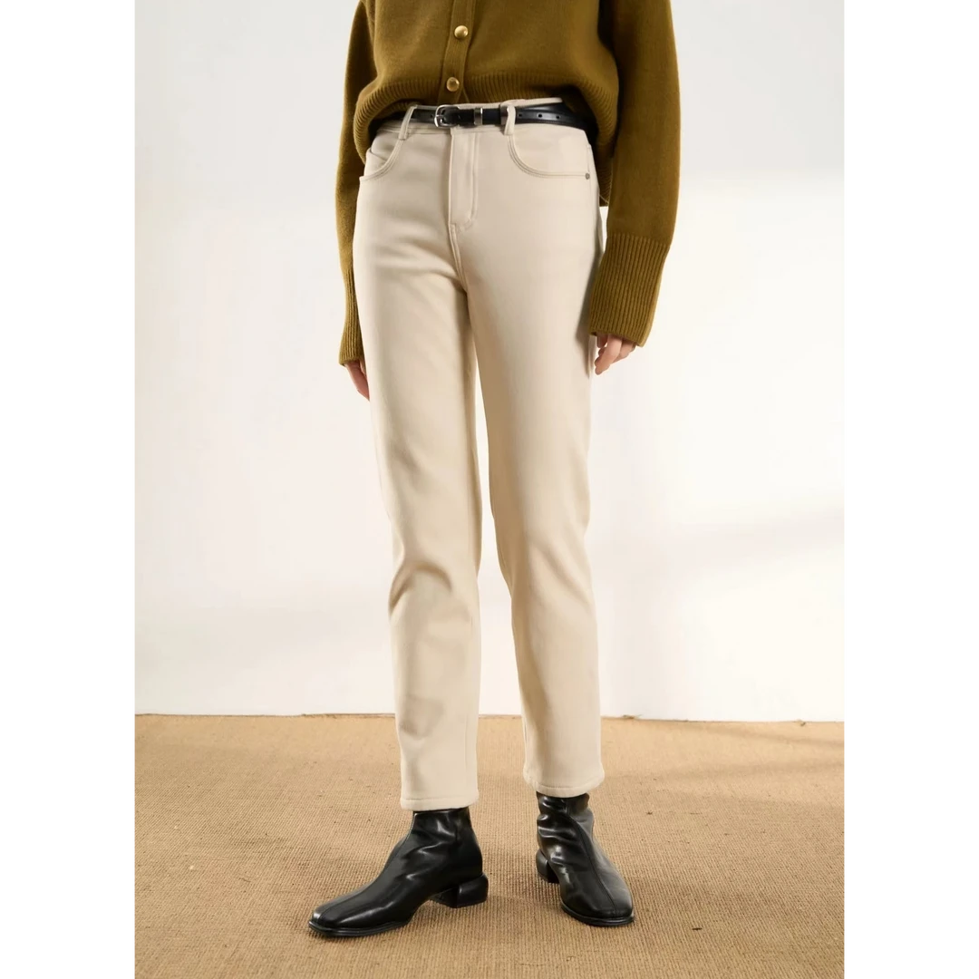 欧货韩单加绒烟管裤 9010款