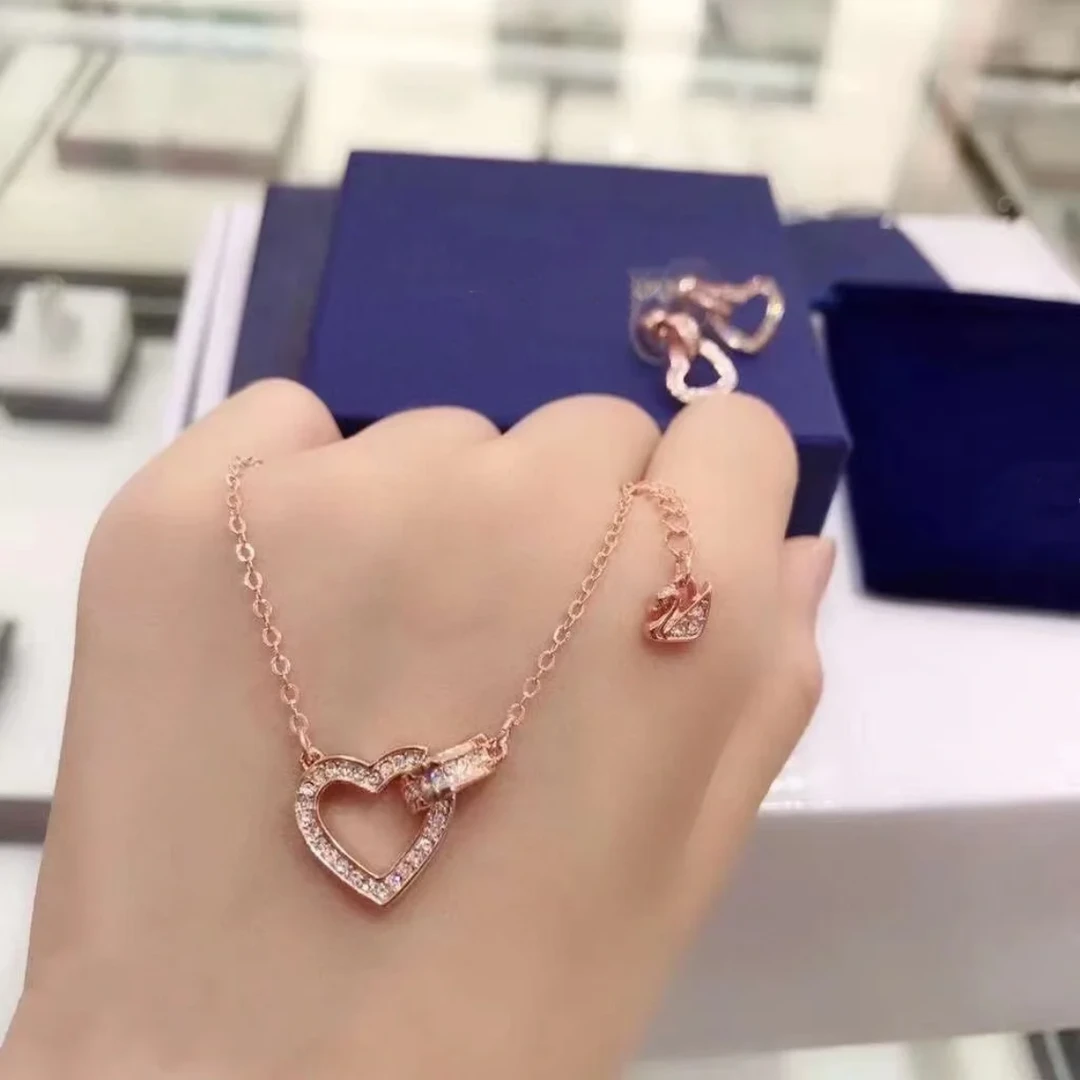 链子925银 欧货原单气质款满钻爱心项链 809