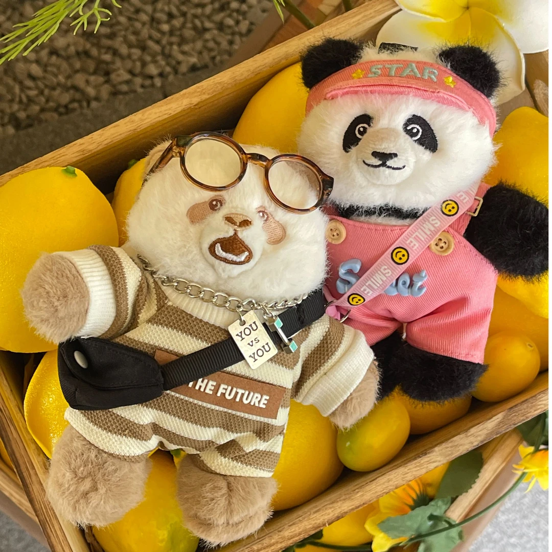 大玩家熊猫工厂七仔花花站姿钥匙扣可爱公仔配饰挂件七夕礼物