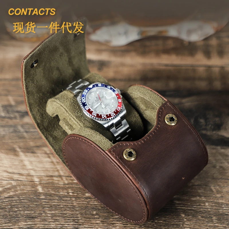 首饰盒/箱 疯马牛皮高端真皮手表盒便携式时尚家用简约返潮复古