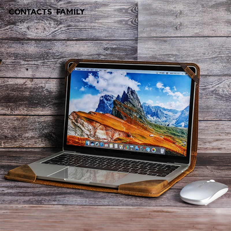 适用macbook pro保护套疯马皮air13.6寸苹果笔记本电脑保护套现货