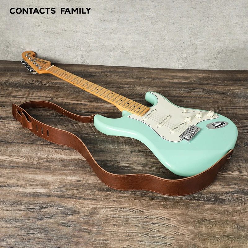 棕色树膏牛皮吉他背带手工制作户外便携式加厚双面真皮电吉他肩带